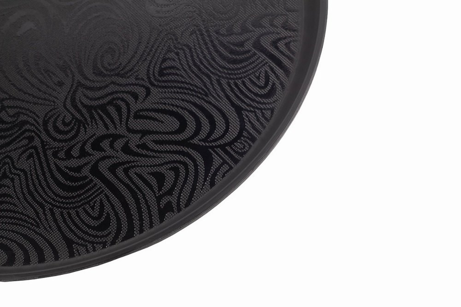 Поднос пластиковый круглый антислип черный с рисунком 40,5 см