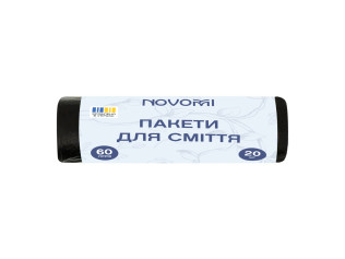 Пакет для мусора Novomi черный 60 л 10 мкм 20 шт/рул (40 рул/ящ)