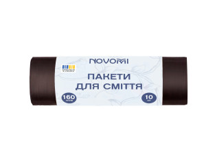 Пакет для мусора Novomi черный 160 л 22 мкм 10 шт/рул (20 рул/ящ)