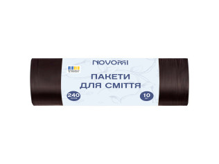 Пакет для мусора Novomi черный 240 л 33 мкм 10 шт/рул (10 рул/ящ)