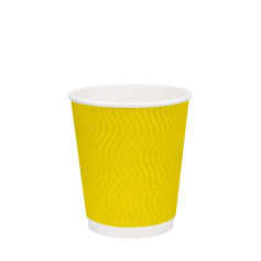 Стакан бумажный гофрированный желтый 250 мл 20 шт/уп (кр75, d75) (35 уп/ящ)