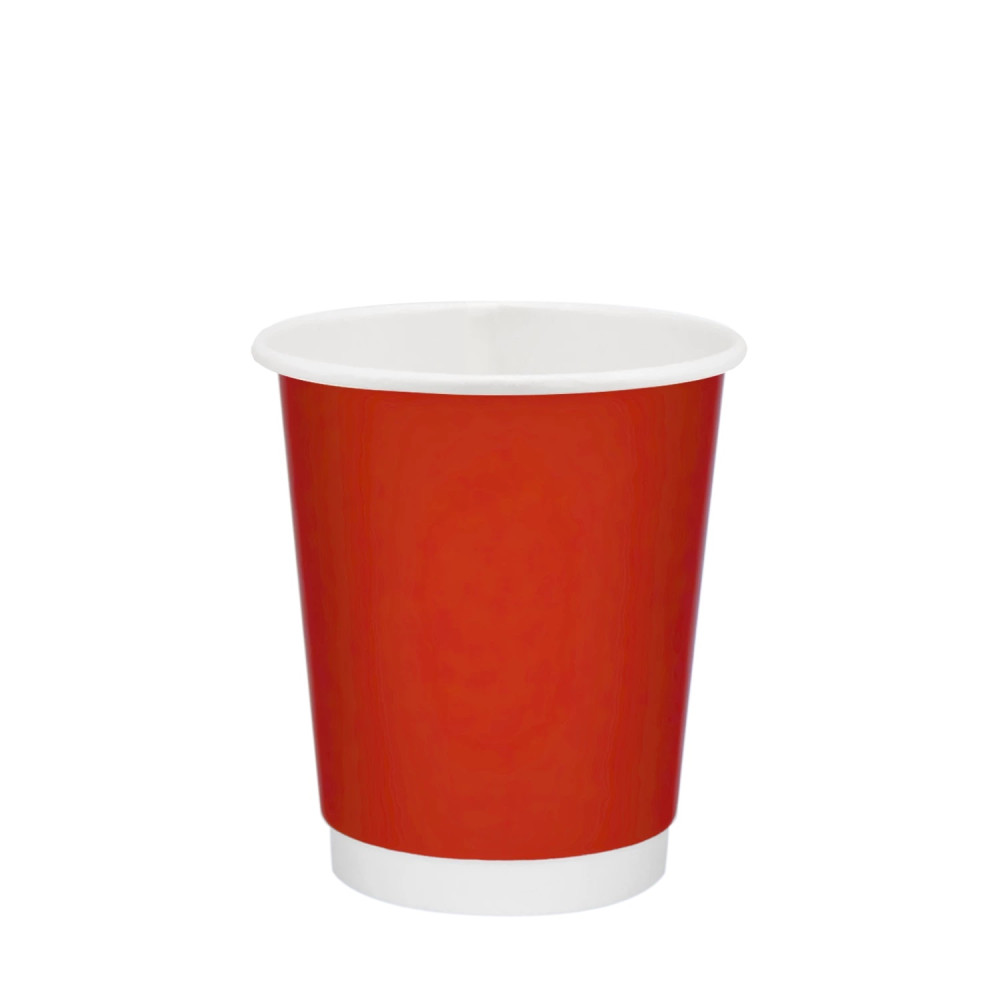Стакан бумажный двухслойный красный-белый 250 мл 20 шт/уп (кр75, d75) (35 уп/ящ)