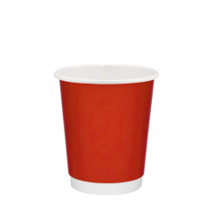 Стакан бумажный двухслойный красный-белый 250 мл 20 шт/уп (кр75, d75) (35 уп/ящ)