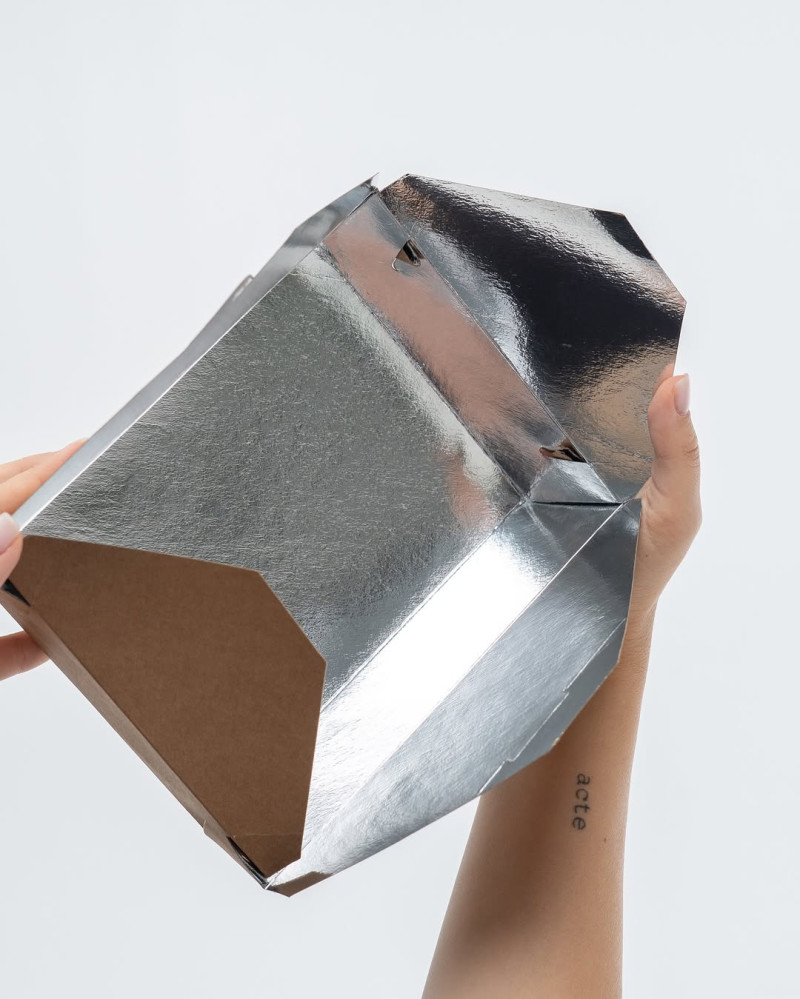 Ланч бокс бумажный фольгированный крафт 650 мл 170х110х65 мм 1 шт