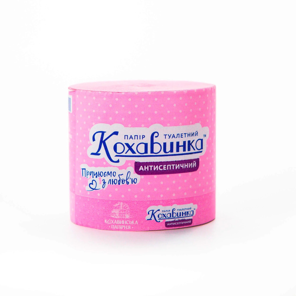 Туалетная бумага Кохавинка Антисептическая однослойная розовая 47 м 1 рулон (8 рул/уп)