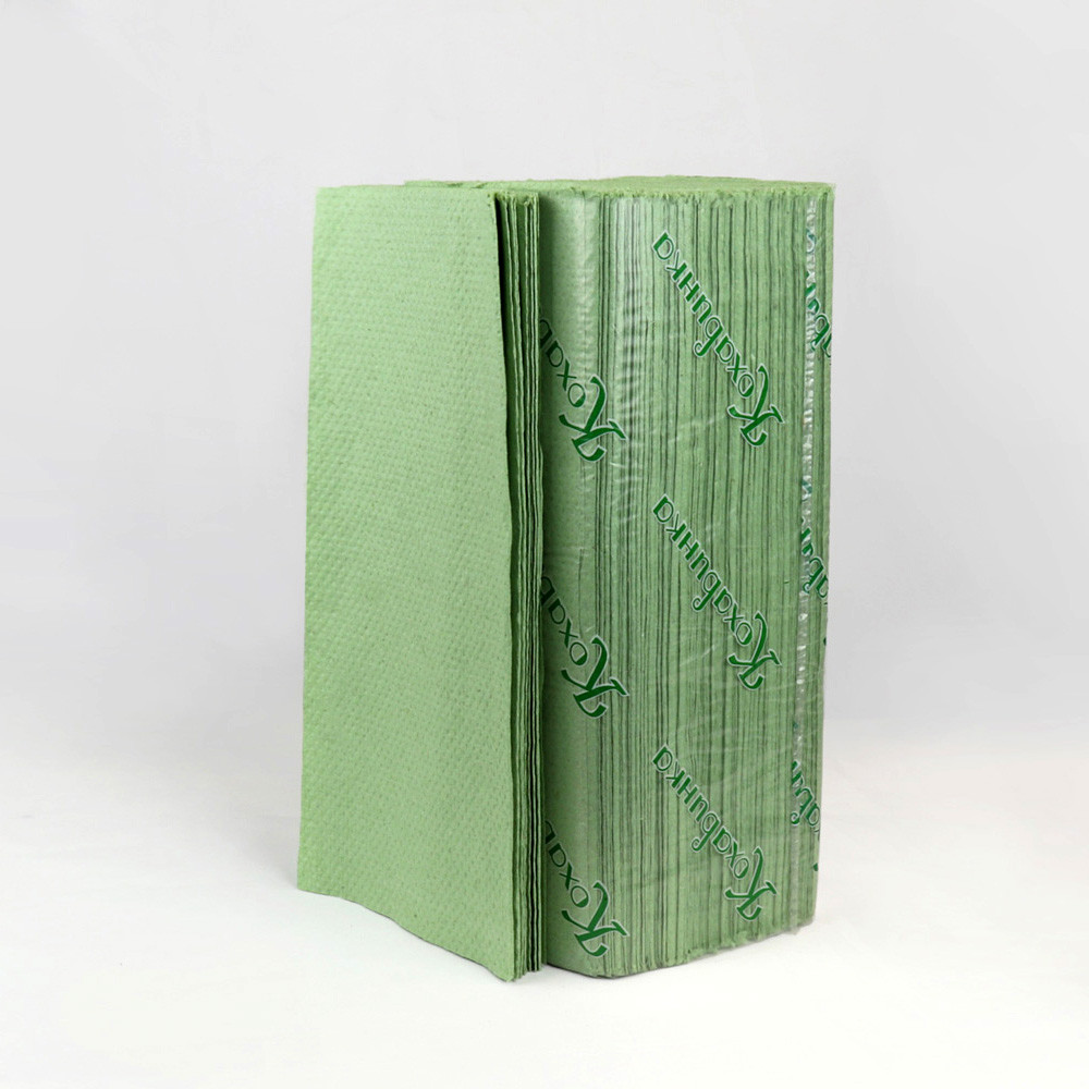 Полотенце бумажное листовое Кохавинка V-сложения однослойное зеленое 250х230 мм 170 листов/уп (25 уп/ящ)