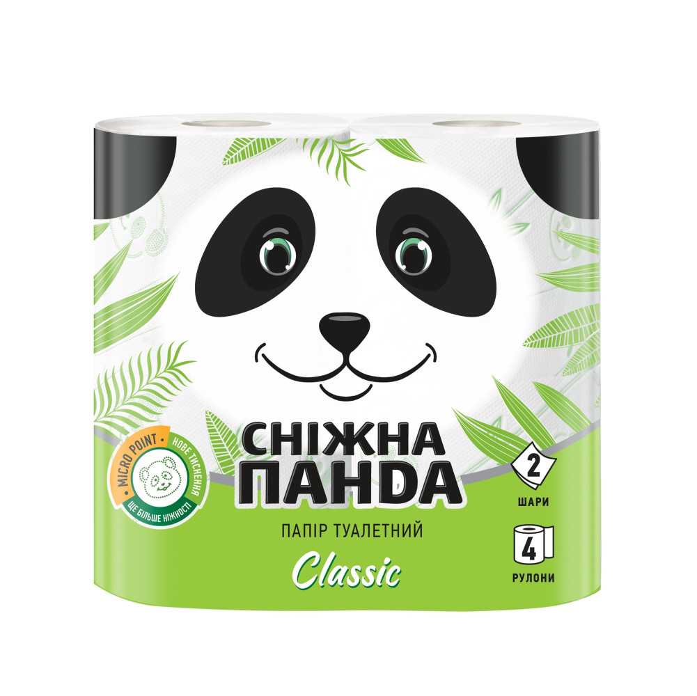 Туалетная бумага Снежная Панда Classic двухслойная белая 150 отрывов 4 рулона/уп (16 уп/ящ)
