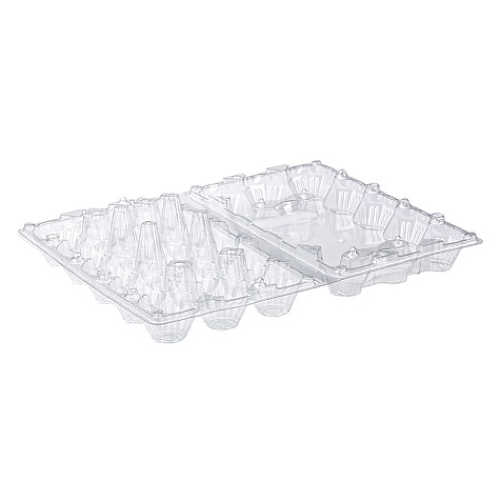 Упаковка для куриных яиц пластиковая 15 ячеек прозрачная 248х153х70 мм 1 шт (500 шт/ящ)