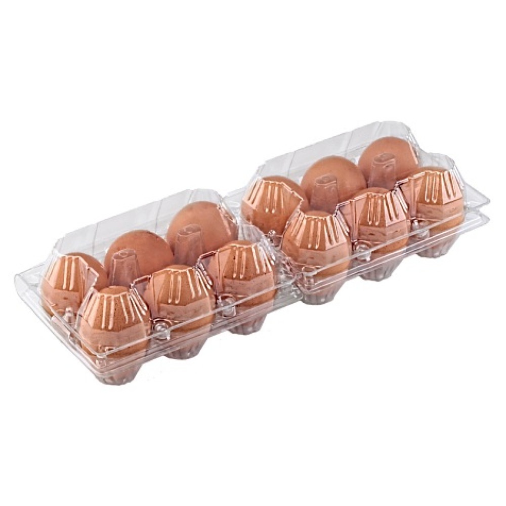 Упаковка для куриных яиц пластиковая 12 ячеек (6х2) прозрачная 301х108х70 мм 1 шт (300 шт/ящ)