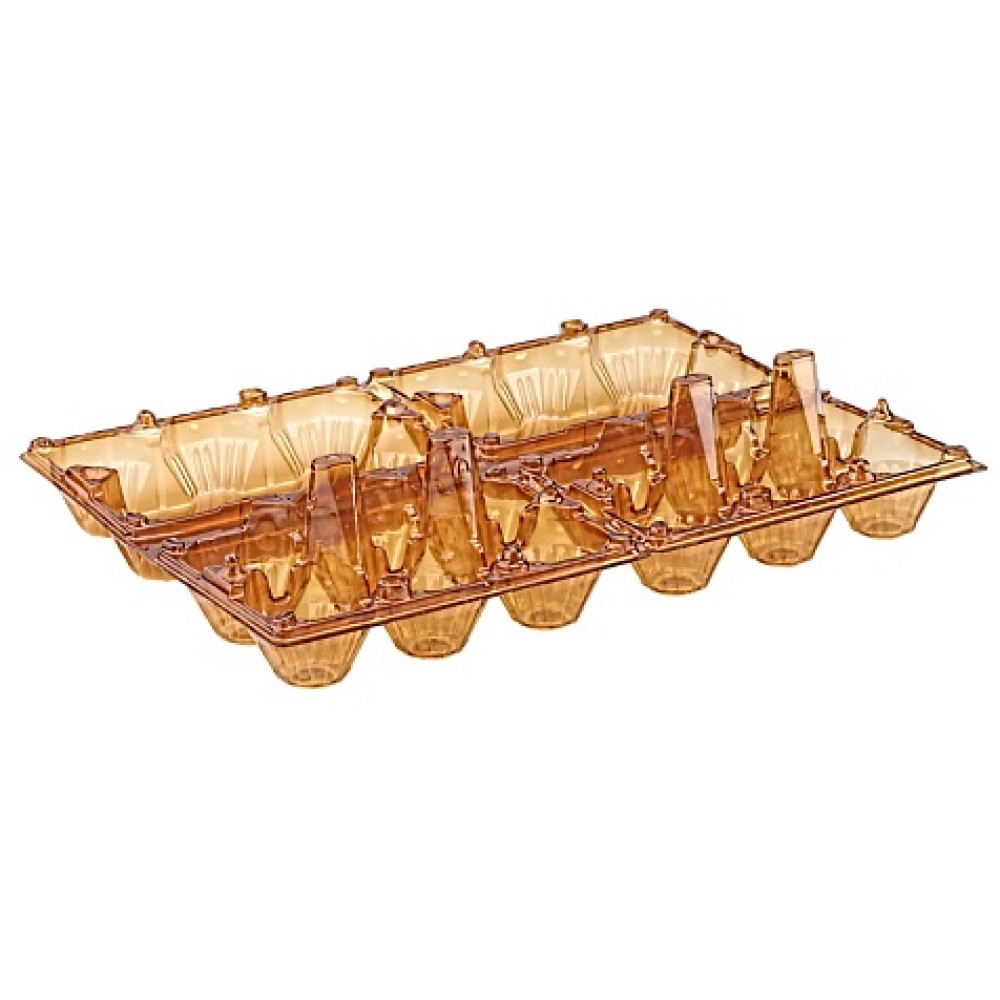 Упаковка для куриных яиц пластиковая 12 ячеек (6х2) коричневая 301х108х70 мм 1 шт (300 шт/ящ)