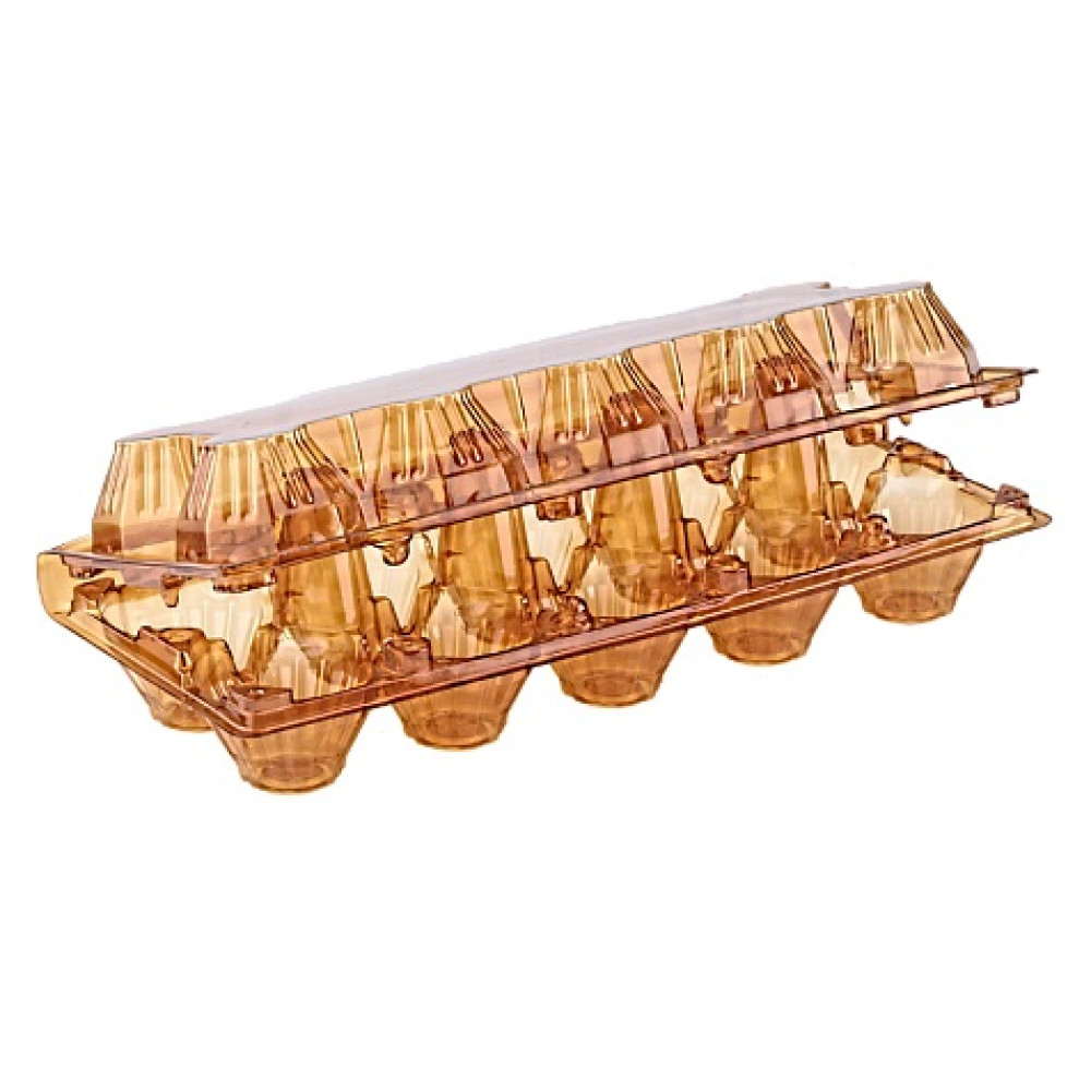 Упаковка для куриных яиц пластиковая 10 ячеек коричневая 250х105х70 мм 1 шт (600 шт/ящ)