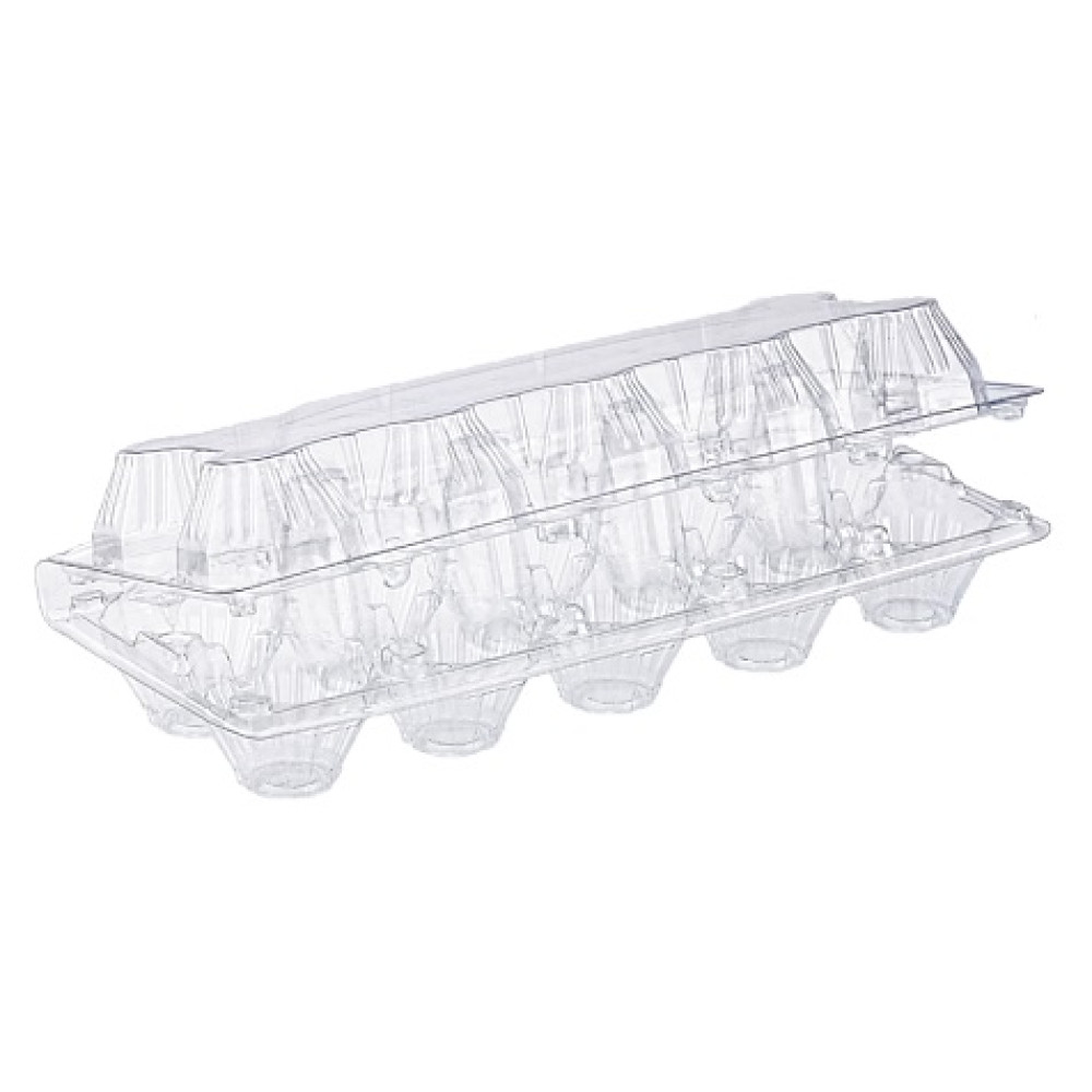 Упаковка для куриных яиц пластиковая 10 ячеек прозрачная 250х105х70 мм 1 шт (600 шт/ящ)