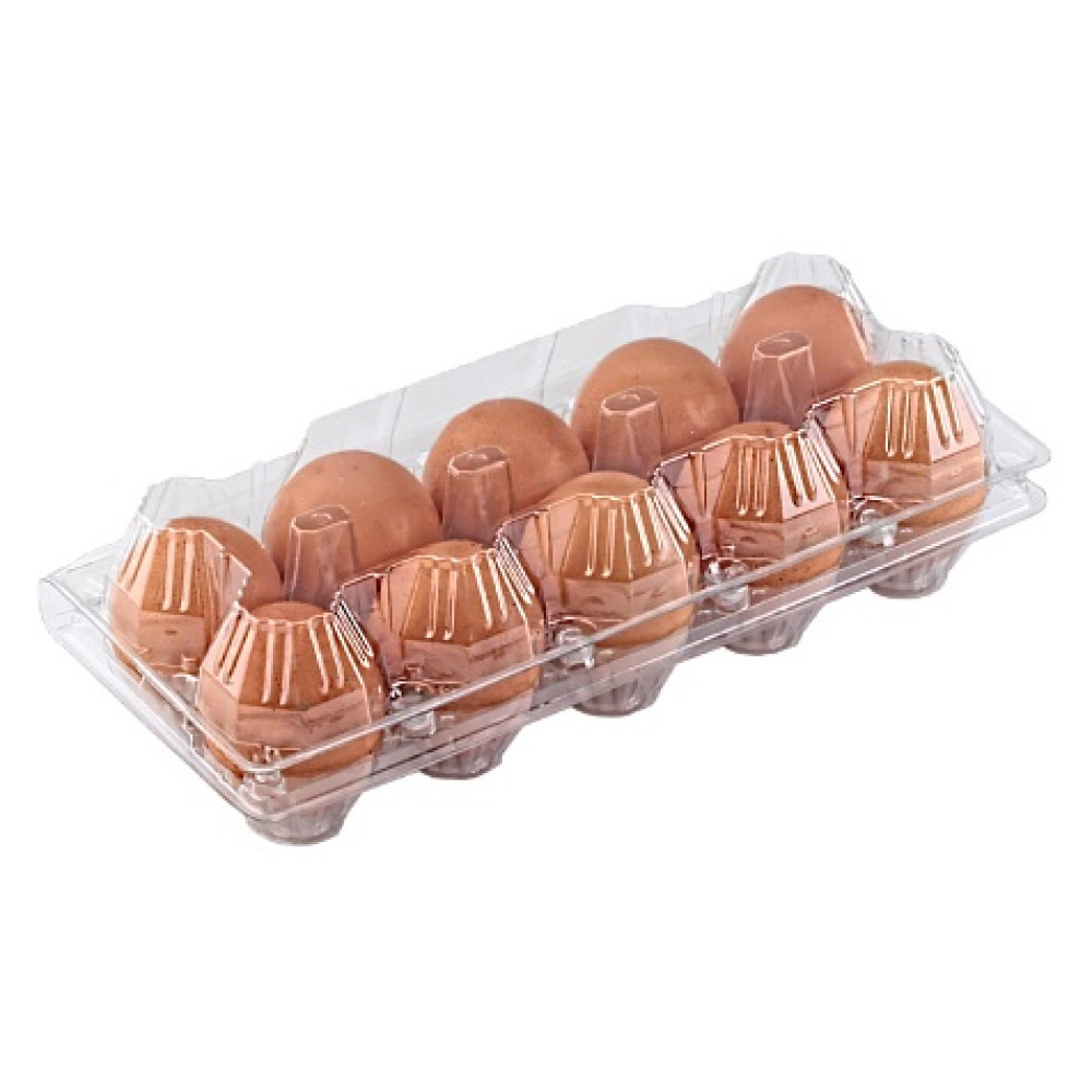 Упаковка для куриных яиц пластиковая 10 ячеек прозрачная 250х105х70 мм 1 шт (600 шт/ящ)