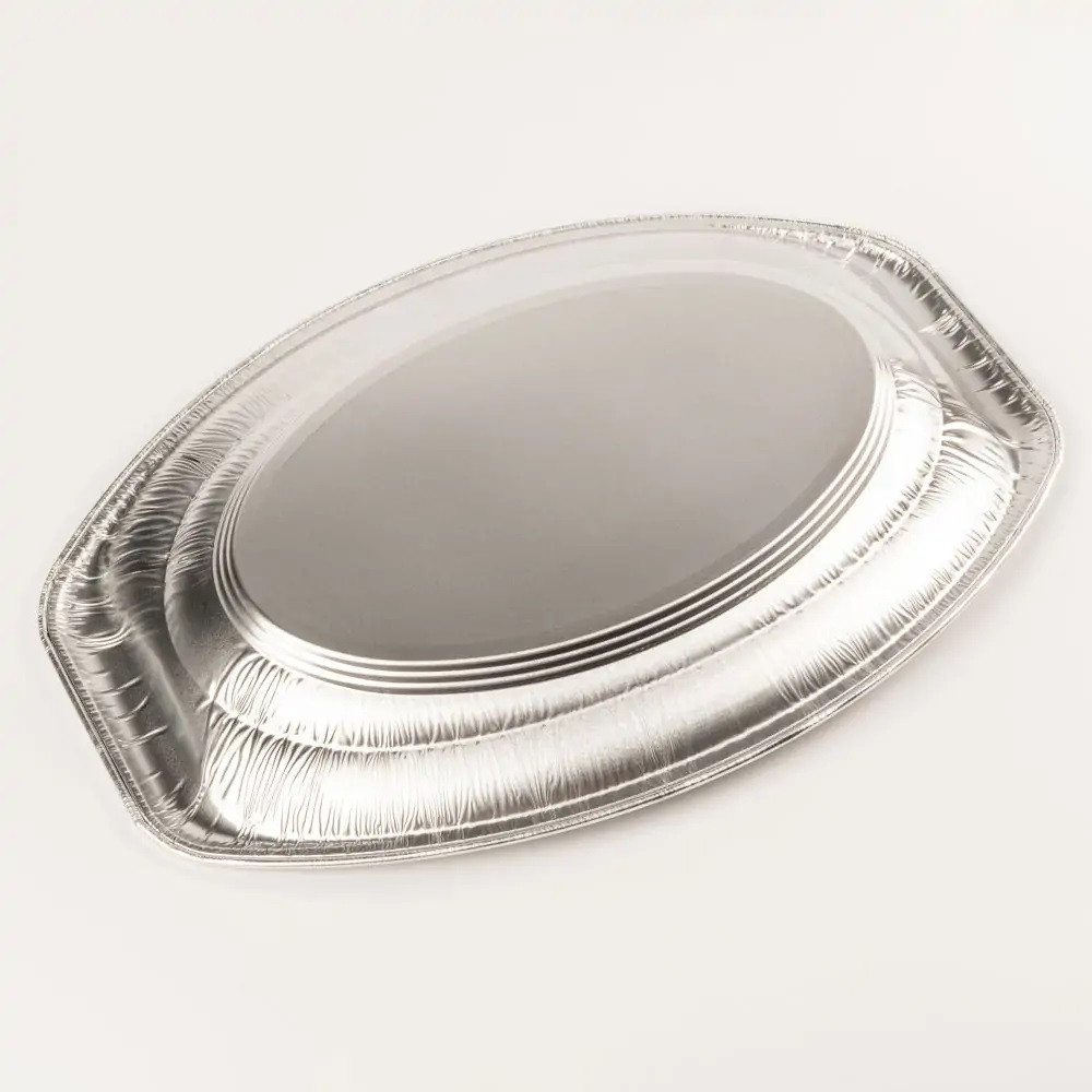 Поднос из алюминиевой фольги овальный V35G 800 мл 351х243х21 мм 1 шт (100 шт/ящ)