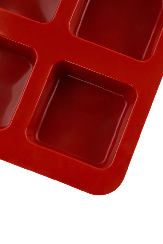 Форма силиконовая Профи Квадрат красная 6 секций 6,5х6,5 см