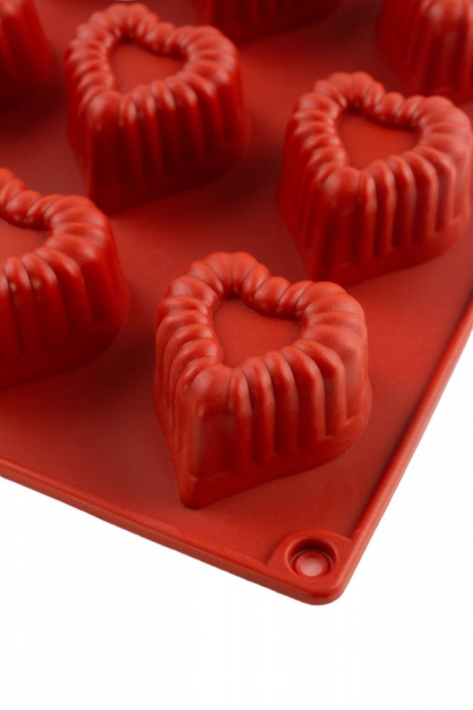 Форма силиконовая Профи Бархатное сердце красная 15 секций 4,5х4,2 см