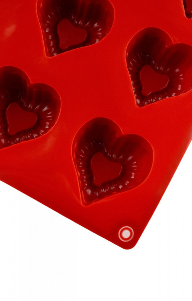 Форма силиконовая Профи Бархатное сердце красная 15 секций 4,5х4,2 см