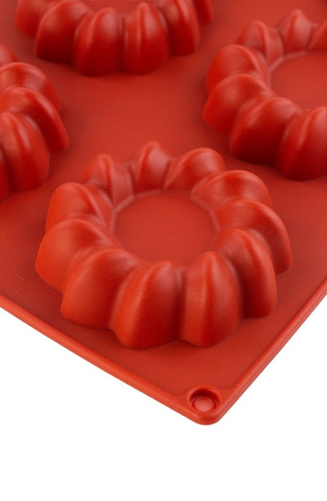 Форма силиконовая Профи Песочное печенье красная 6 секций 8 см