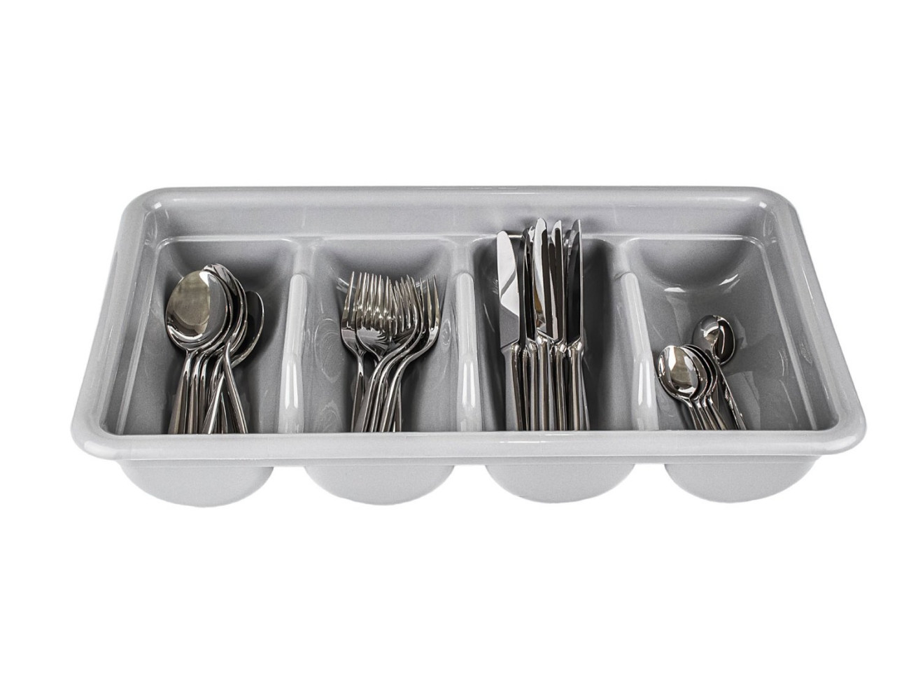 Лоток для столовых приборов из полипропилена 4 секции серый 52х29х10 см