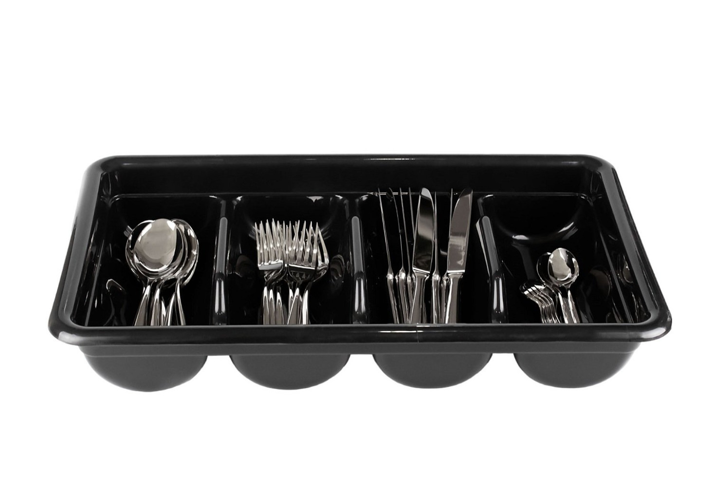 Лоток для столовых приборов из полипропилена 4 секции черный 52х29х10 см