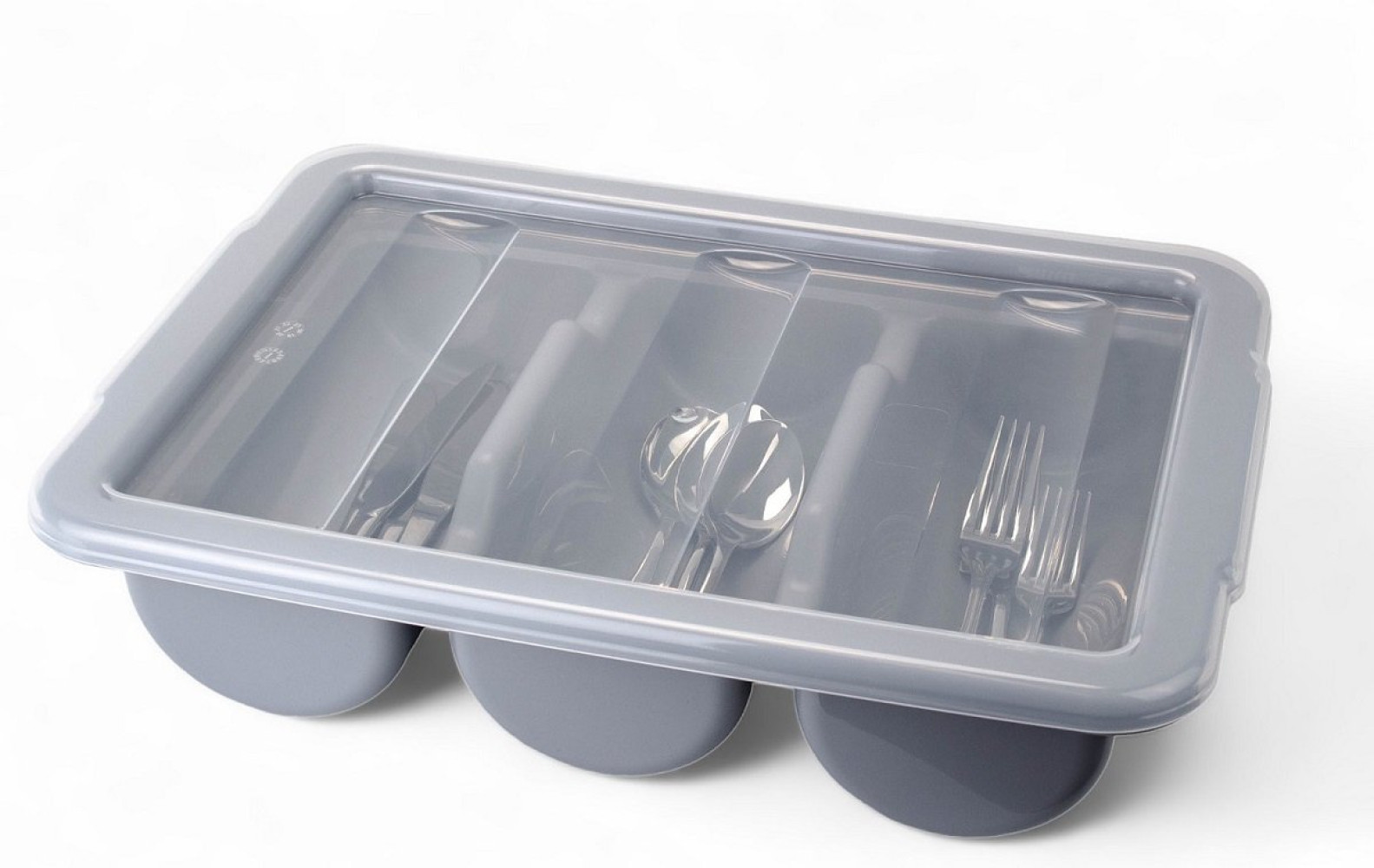 Лоток для столовых приборов из полипропилена 3 секции серый 40,5х29х9,5 см