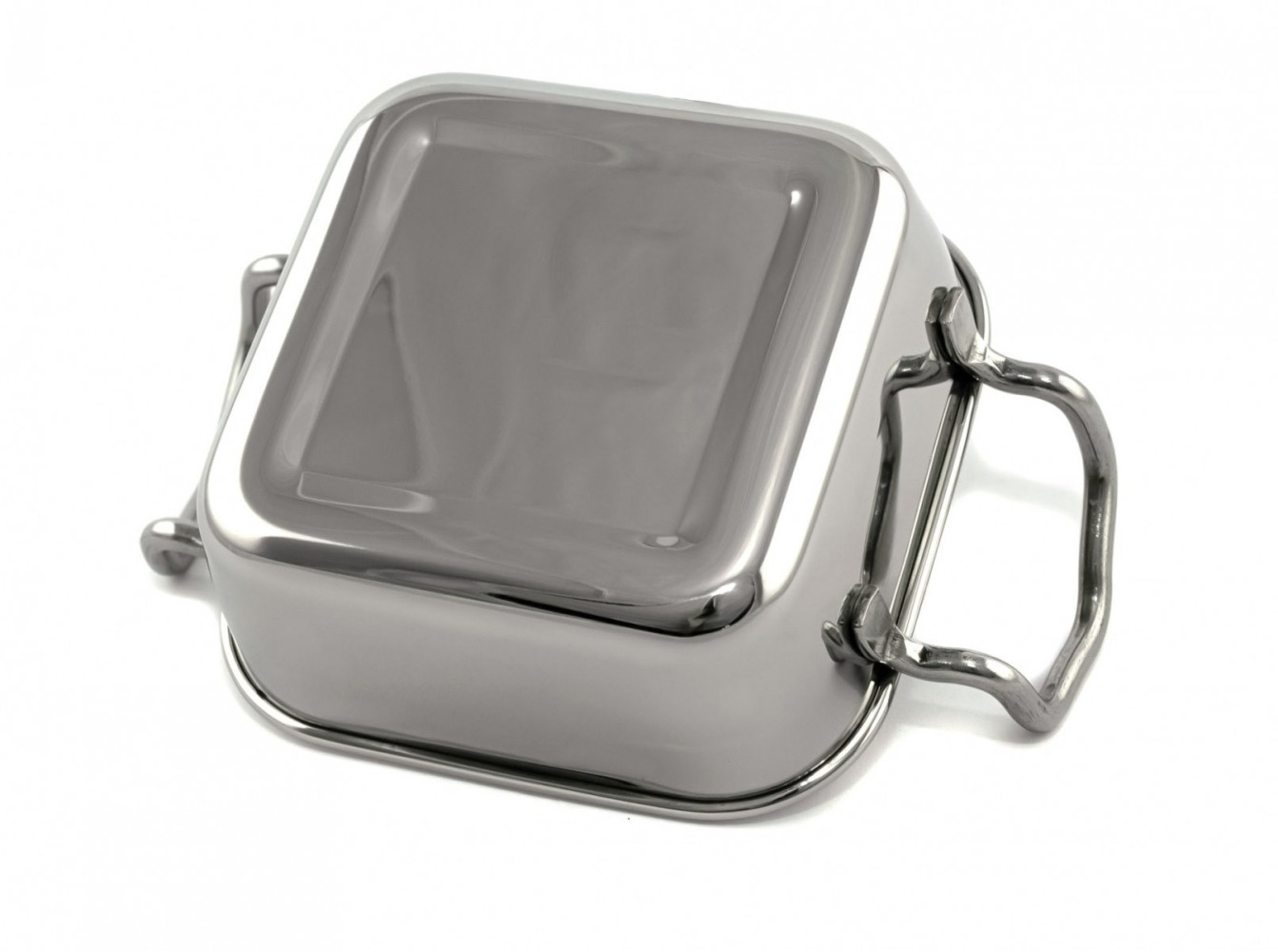 Миска квадратная из нержавеющей стали с ручками 450 мл 11,5х11,5х4,2 см