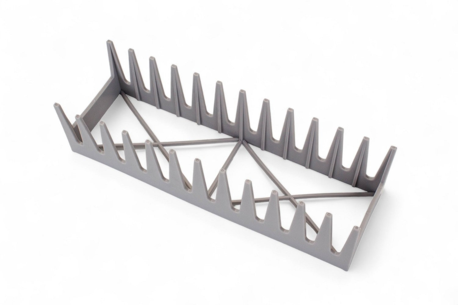 Подставка для тарелок из полипропилена прямоугольная 12 секций серая 29,3х9х7,5 см