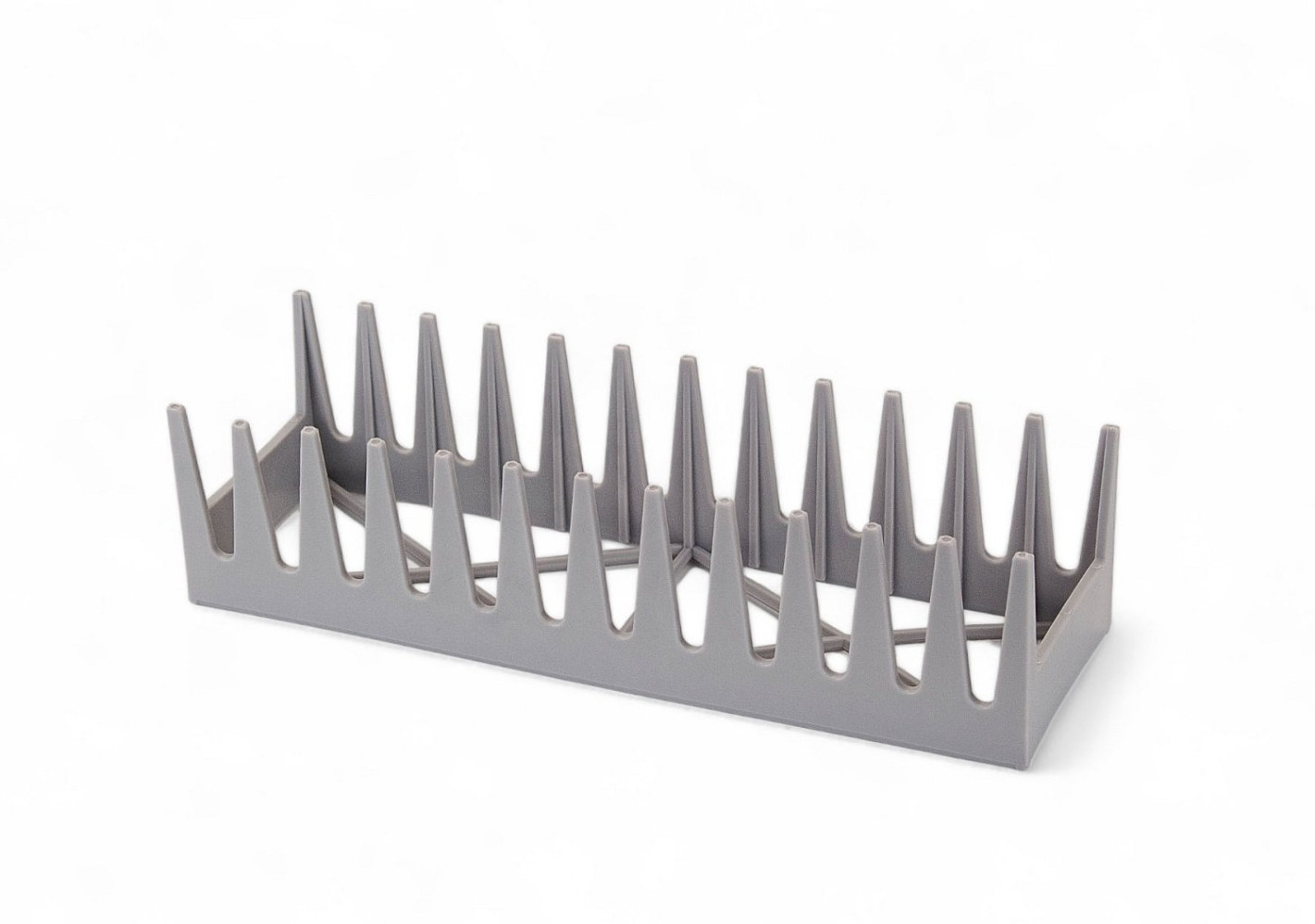Подставка для тарелок из полипропилена прямоугольная 12 секций серая 29,3х9х7,5 см