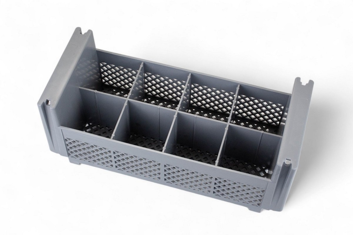 Подставка для столовых приборов из полипропилена прямоугольная 8 секций серая 45х19,3х18,3 см