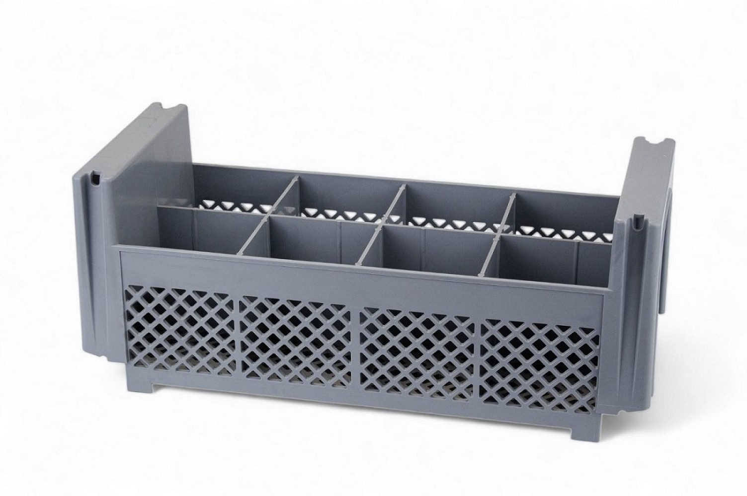Подставка для столовых приборов из полипропилена прямоугольная 8 секций серая 45х19,3х18,3 см