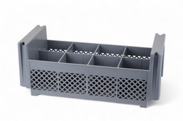 Подставка для столовых приборов из полипропилена прямоугольная 8 секций серая 45х19,3х18,3 см