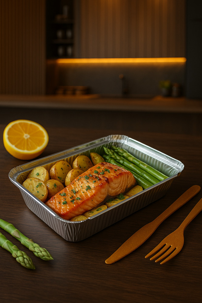 Контейнер из алюминиевой фольги прямоугольный HiT 315/86 2300 мл 315х219х49 мм 50 шт/уп (10 уп/ящ)