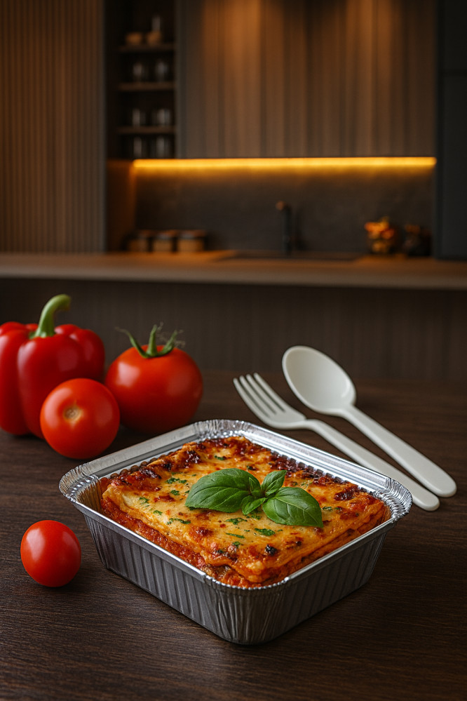 Контейнер из алюминиевой фольги прямоугольный HiT 150/24 410 мл 148х120х47 мм 100 шт/уп (10 уп/ящ)