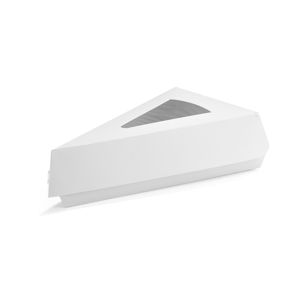 Упаковка для кусочка торта бумажная белая с окном 160х93х45 мм 1 шт (100/600)