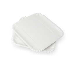 Тарелка бумажная квадратная ламинированная белая 210х210 мм 100 шт/уп (8 уп/ящ)