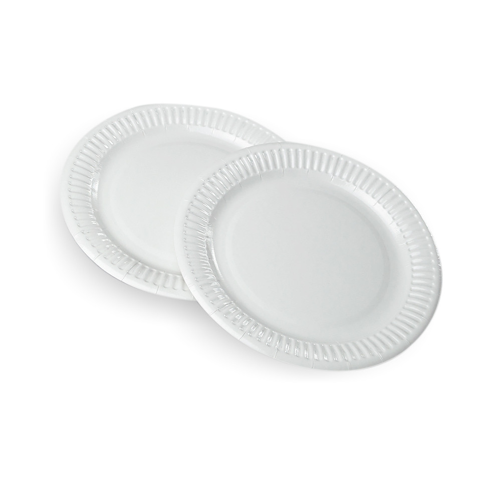 Тарелка бумажная круглая ламинированная белая 180 мм 100 шт/уп (12 уп/ящ)