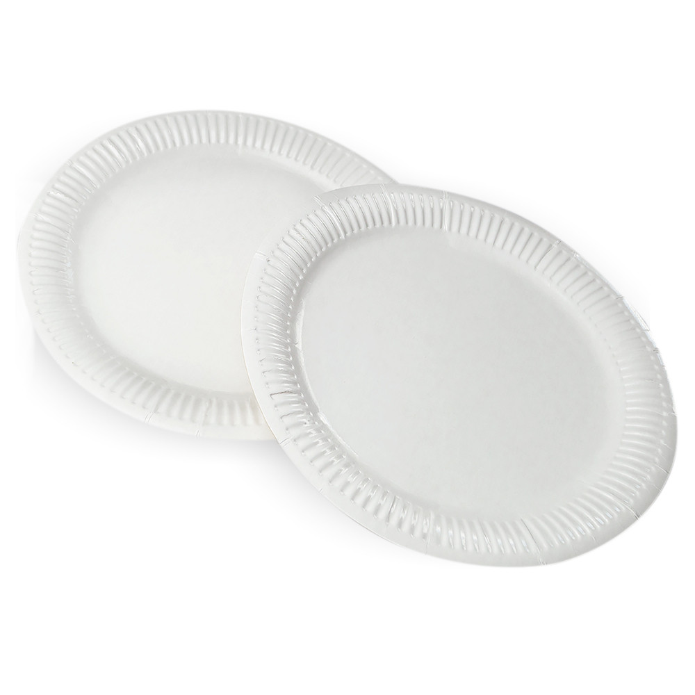 Тарелка бумажная круглая ламинированная белая 230 мм 100 шт/уп (8 уп/ящ)