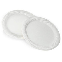 Тарелка бумажная круглая ламинированная белая 230 мм 100 шт/уп (8 уп/ящ)