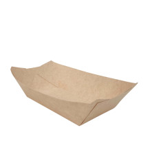 Тарелка бумажная лодочка крафт 500 мл 200х110х50 мм 100 шт/уп (8 уп/ящ)