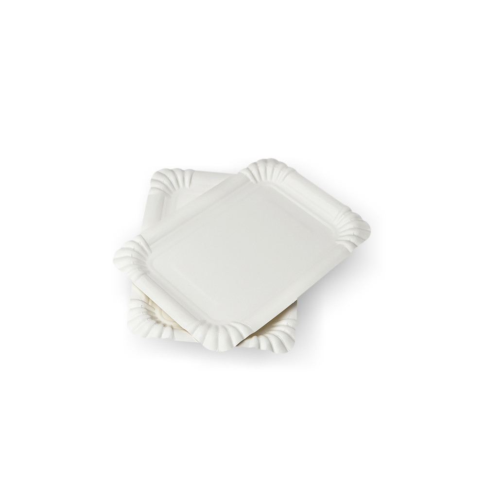 Тарелка бумажная прямоугольная ламинированная белая 170х120 мм 100 шт/уп (18 уп/ящ)