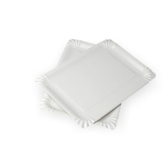 Тарелка бумажная прямоугольная ламинированная белая 220х150 мм 100 шт/уп (10 уп/ящ)