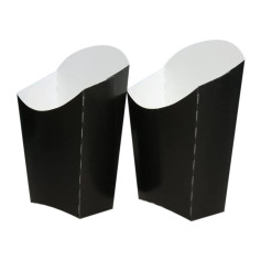 Упаковка для картошки фри черная с белым дном XL 75х160х33 мм 1 шт (45/450)