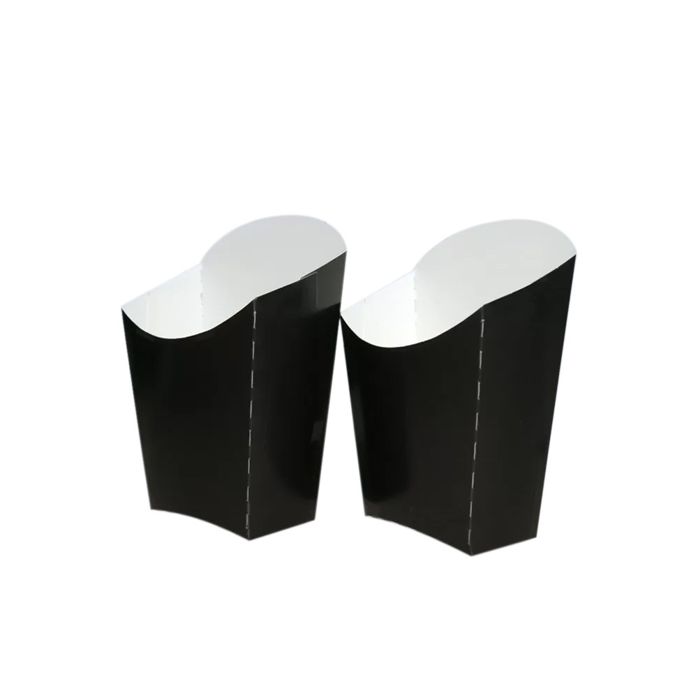 Упаковка для картошки фри черная с белым дном M 65х115х33 мм 1 шт (50/750)