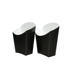 Упаковка для картошки фри черная с белым дном M 65х115х33 мм 1 шт (50/750)