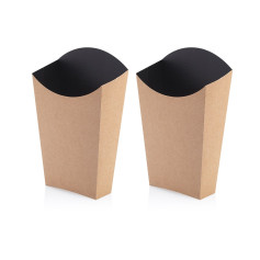 Упаковка для картошки фри черная с крафт дном XL 75х160х33 мм 1 шт (45/450) 