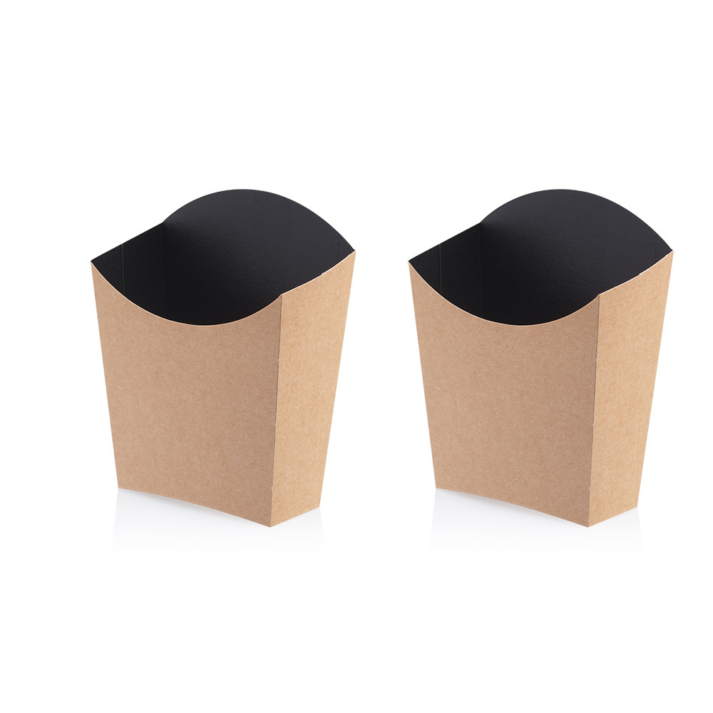 Упаковка для картошки фри черная с крафт дном M 65х115х33 мм 1 шт (50/750) 