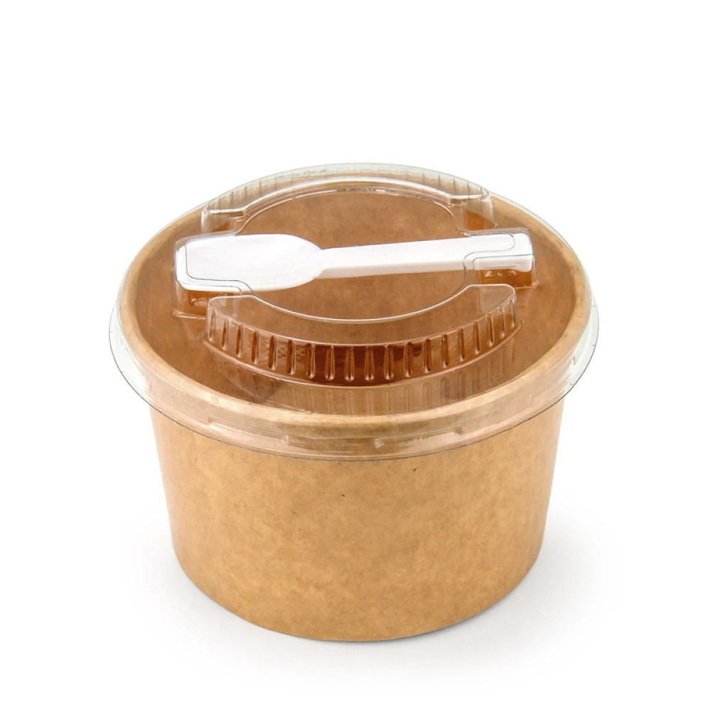 Крышка PET для креманки 60210, 60211 прозрачная с ложечкой 90 мм 1 шт (100/1000)