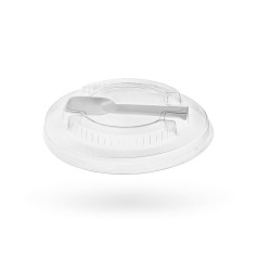 Крышка PET для креманки 60210, 60211 прозрачная с ложечкой 90 мм 1 шт (100/1000)