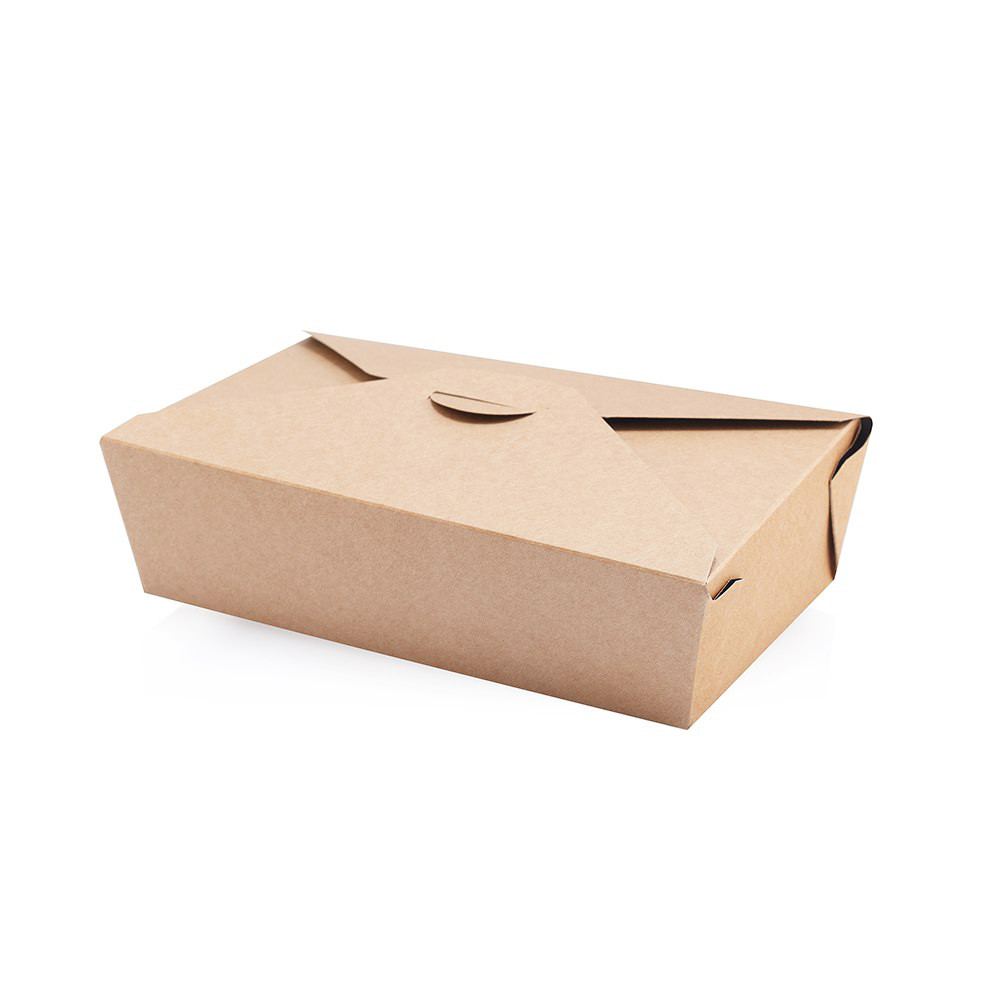 Ланч бокс бумажный крафт-черный 1000 мл 185х105х55 мм 1 шт (50/300)