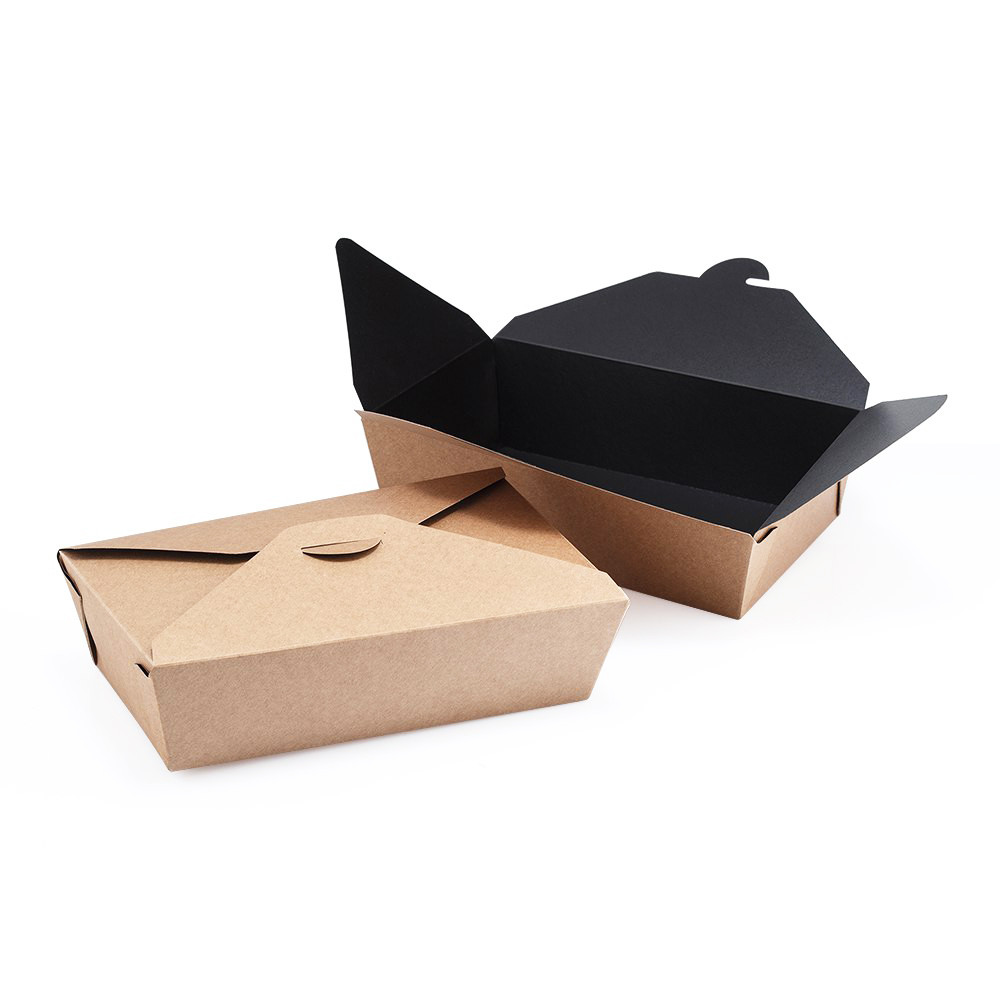 Ланч бокс бумажный крафт-черный 1000 мл 185х105х55 мм 1 шт (50/300)